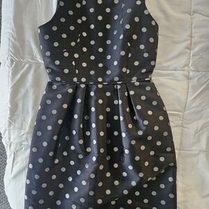 J. Crew Black and Silver Polka Dot Dress